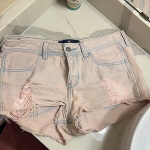 Hollister Light Pink Distressed Jean Shorts